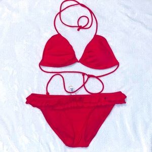American Eagle Women’s Pink Ruffle String Bikini
